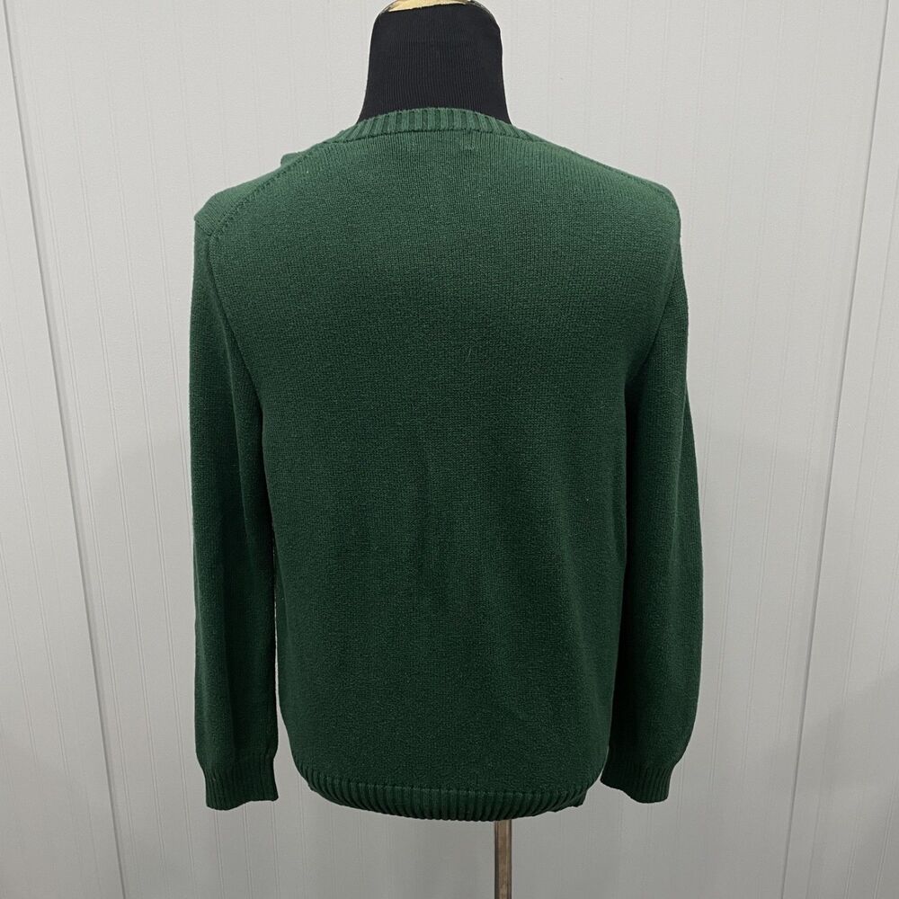 Polo Ralph Lauren Men's Large Green / Blue Pony Tight Knit Pullover Sweater - Picture 4 of 8